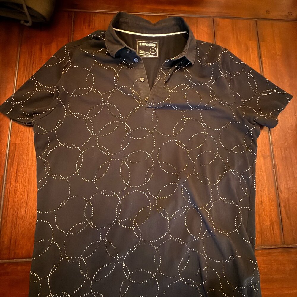Express Black Polo, Moisture Performance Fabric, Men's Large